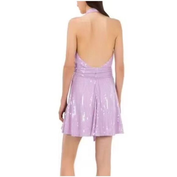 NWT Misha Collection Tia Mini Dress Sz‎ 4 Sleeveless Beaded Sequins V Neck LiLac - Picture 14 of 14